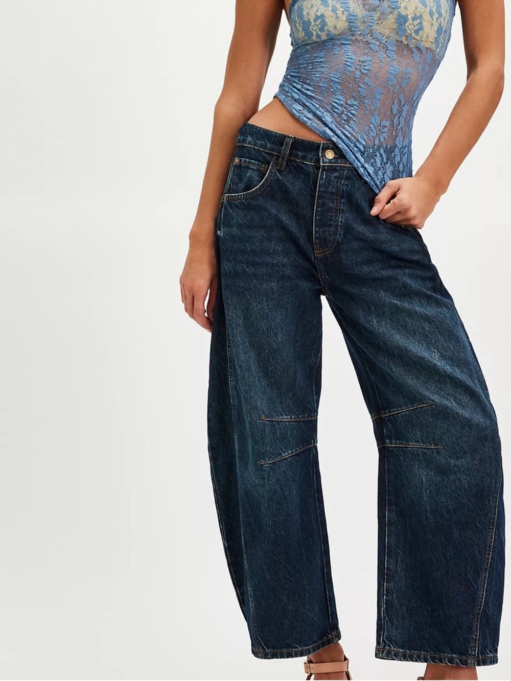 We The Free Good Luck Mid-Rise Barrel Jeans